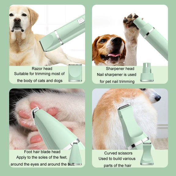 Pet Shaver Cat Dog Paw Hair Clipper Electric Fader, Color: 4 in 1 White