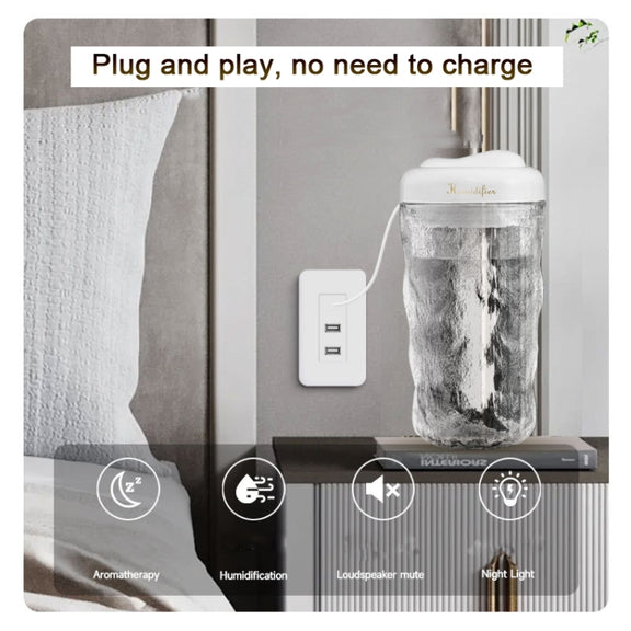 Iceberg Small Car Humidifier Atomization Mute Colorful Aromatherapy Machine(White)