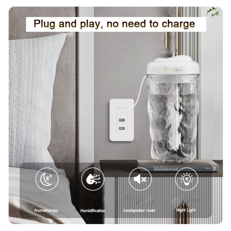 Iceberg Small Car Humidifier Atomization Mute Colorful Aromatherapy Machine(White)