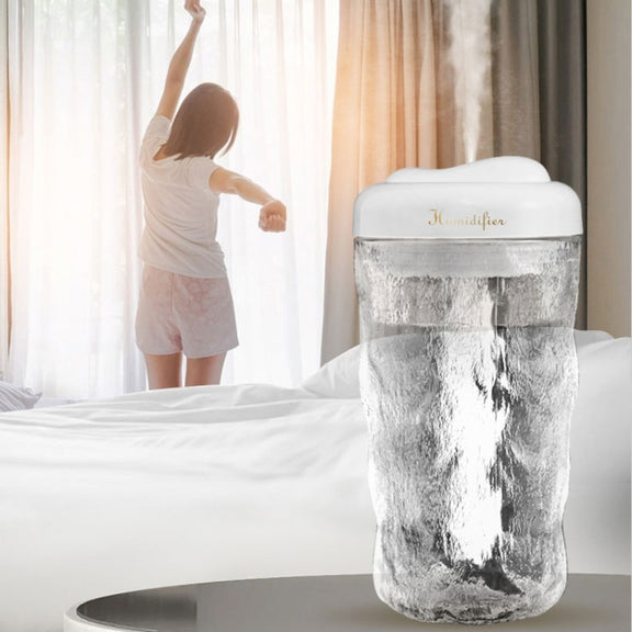 Iceberg Small Car Humidifier Atomization Mute Colorful Aromatherapy Machine(White)