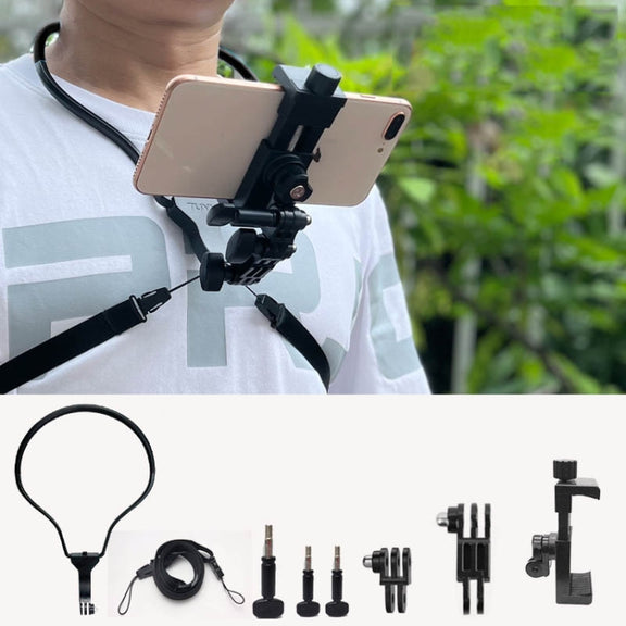 TUYU Camera Neck Holder Mobile Phone Chest Strap Mount  For Video Shooting//POV, Spec: With Phone Clip (Black)