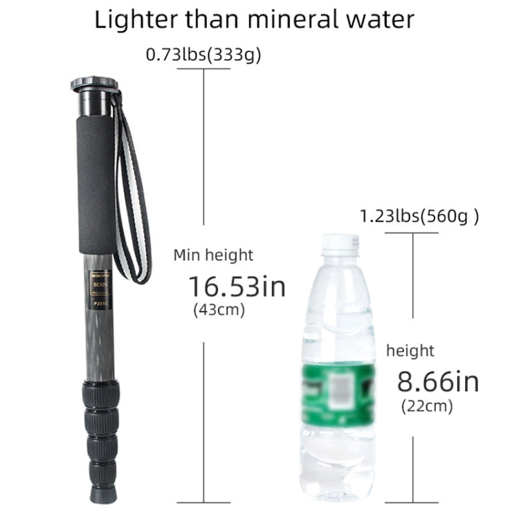 BEXIN P285C Carbon Fiber DSLR Camera Monopod Mountaineering Stick Photography Selfie Holder
