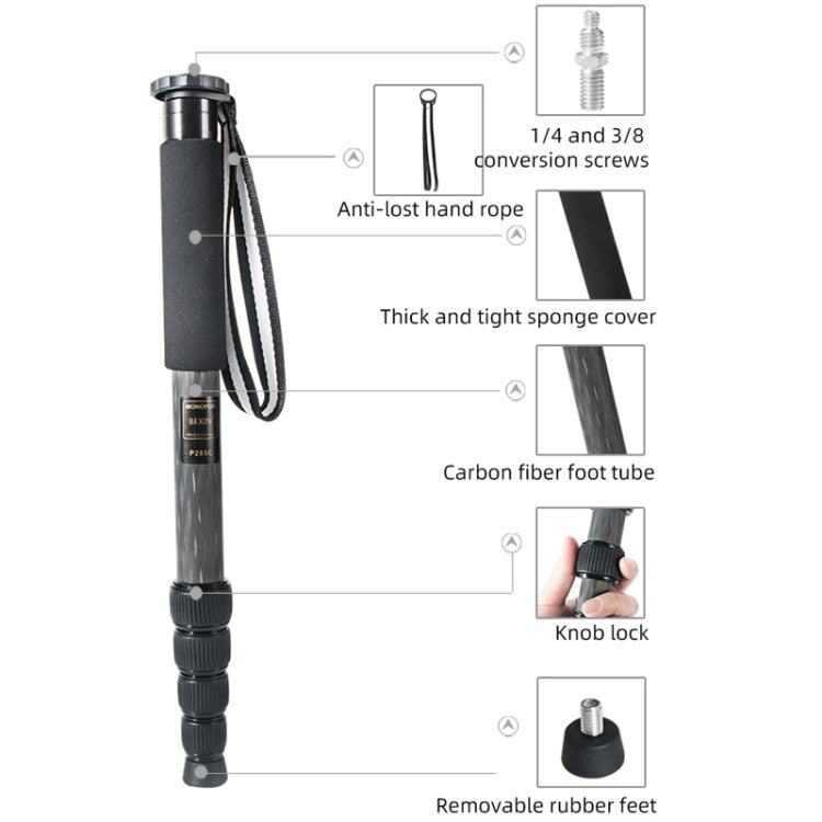 BEXIN P285C Carbon Fiber DSLR Camera Monopod Mountaineering Stick Photography Selfie Holder - Monopods by BEXIN | Online Shopping South Africa | PMC TechLife | Buy Now Pay Later Mobicred