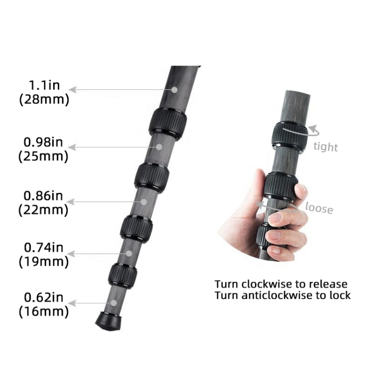 BEXIN P285C Carbon Fiber DSLR Camera Monopod Mountaineering Stick Photography Selfie Holder