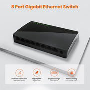 Tenda SG108 100/1000M Desktop Network Switch 8 Port Gigabit Desktop Switch Ethernet Switch LAN Hub(US Plug)