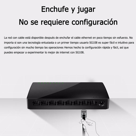 Tenda SG108 100/1000M Desktop Network Switch 8 Port Gigabit Desktop Switch Ethernet Switch LAN Hub(UK Plug)