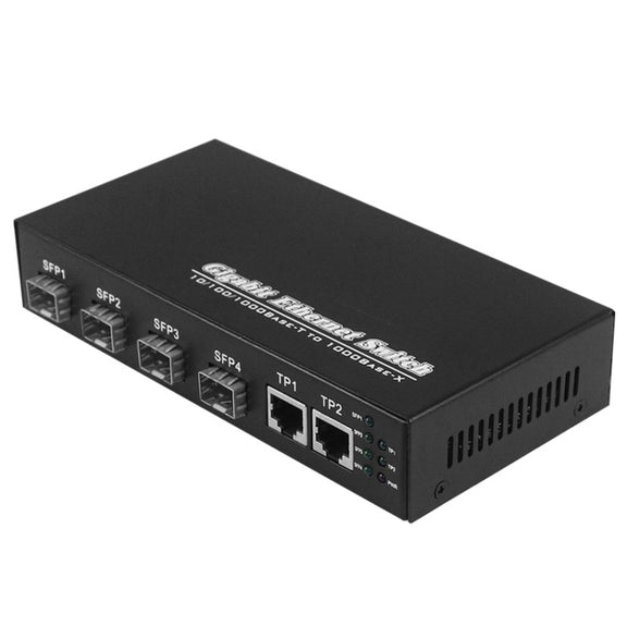 2 x 10/100/1000 RJ45 Port & 4 x 1000M SFP Port Fiber Optic Switch
