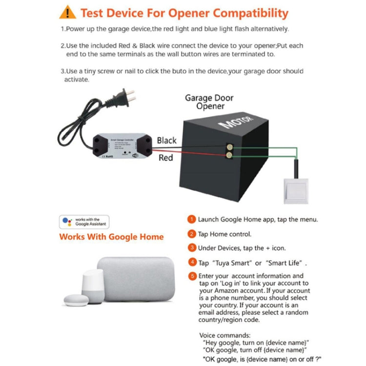 Tuya APP Remote Control WIFI Smart Garage Door Controller, Specification: AU Plug