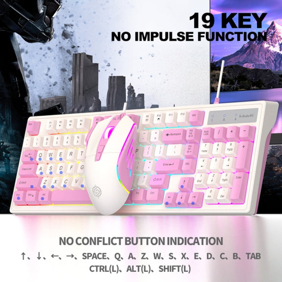 K-Snake Wired E-Sports Keyboard Mouse Mechanical Feel 98 Key Desktop Computer Notebook Keyboard, Style: Keyboard+Mouse (Gray)
