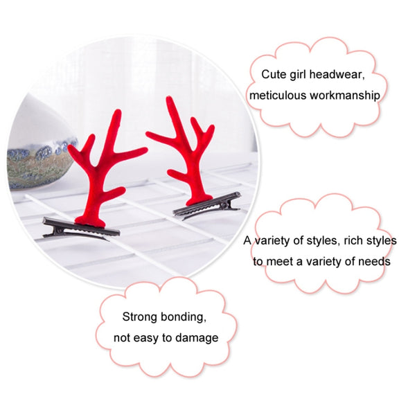 1pair Christmas Hair Accessories Cute Hairpins For Children, Color: Coffee Antler Mink Fur