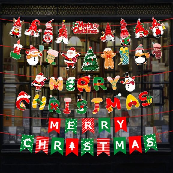 Christmas Alphabet Pull Flag Holiday Party Venue Decoration, Model: HL025