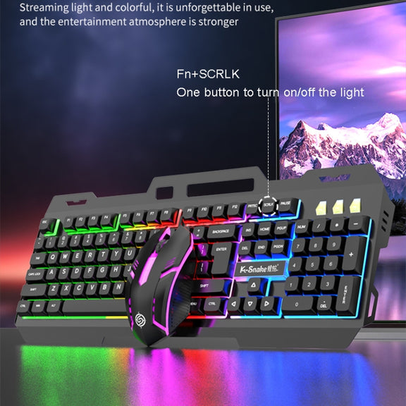 K-Snake Mechanical Feel Keyboard Mouse Kit USB Wired 104 Keycaps Computer Keyboard, Style: Keyboard+Mouse (Black)
