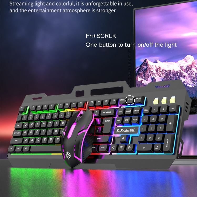 K-Snake Mechanical Feel Keyboard Mouse Kit USB Wired 104 Keycaps Computer Keyboard, Style: Keyboard+Mouse (Black)