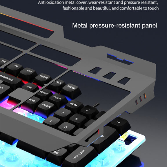 K-Snake Mechanical Feel Keyboard Mouse Kit USB Wired 104 Keycaps Computer Keyboard, Style: Keyboard+Mouse (Black Gray)