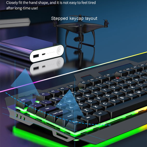K-Snake Mechanical Feel Keyboard Mouse Kit USB Wired 104 Keycaps Computer Keyboard, Style: Keyboard+Mouse (Black)