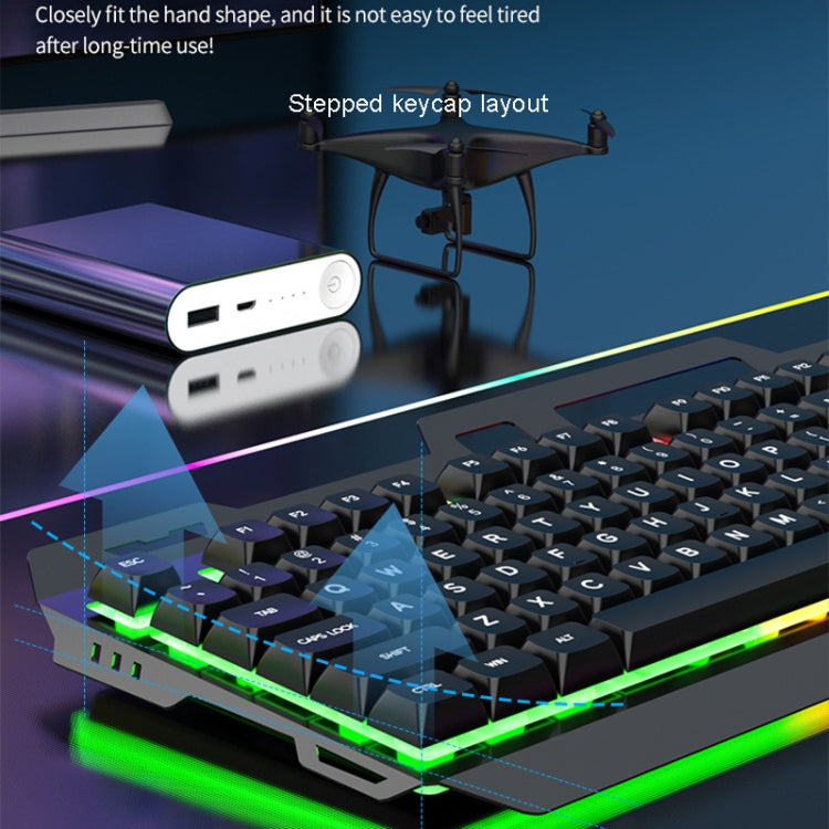 K-Snake Mechanical Feel Keyboard Mouse Kit USB Wired 104 Keycaps Computer Keyboard, Style: Keyboard+Mouse (Black)