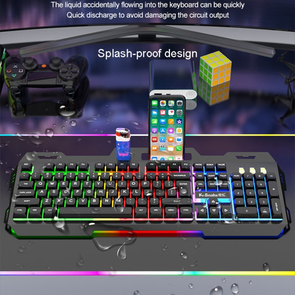 K-Snake Mechanical Feel Keyboard Mouse Kit USB Wired 104 Keycaps Computer Keyboard, Style: Keyboard+Mouse (Black)