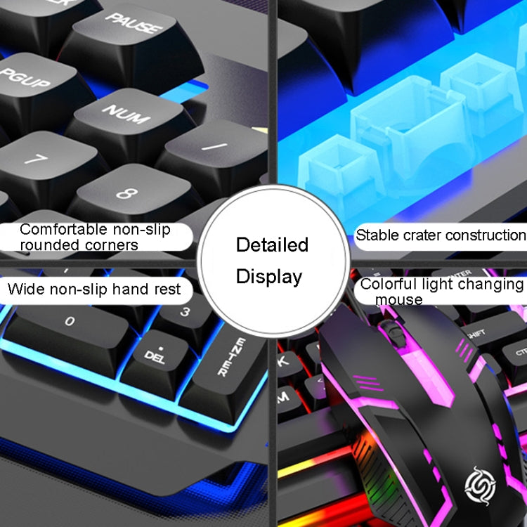K-Snake Mechanical Feel Keyboard Mouse Kit USB Wired 104 Keycaps Computer Keyboard, Style: Keyboard+Mouse (Black)