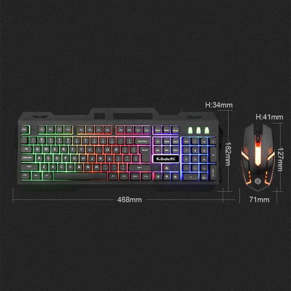 K-Snake Mechanical Feel Keyboard Mouse Kit USB Wired 104 Keycaps Computer Keyboard, Style: Keyboard+Mouse (Black)