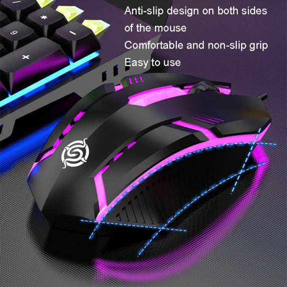 K-Snake Mechanical Feel Keyboard Mouse Kit USB Wired 104 Keycaps Computer Keyboard, Style: Keyboard+Mouse (Black Gray)