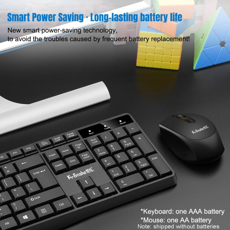 K-Snake WK800 Wireless 2.4G Keyboard Mouse Set Tabletop Computer Notebook Business Office House Use, Color: Black