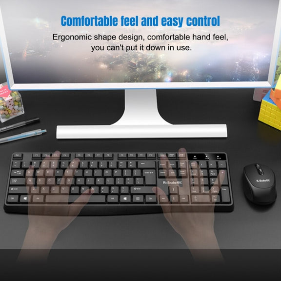 K-Snake WK800 Wireless 2.4G Keyboard Mouse Set Tabletop Computer Notebook Business Office House Use, Color: Black