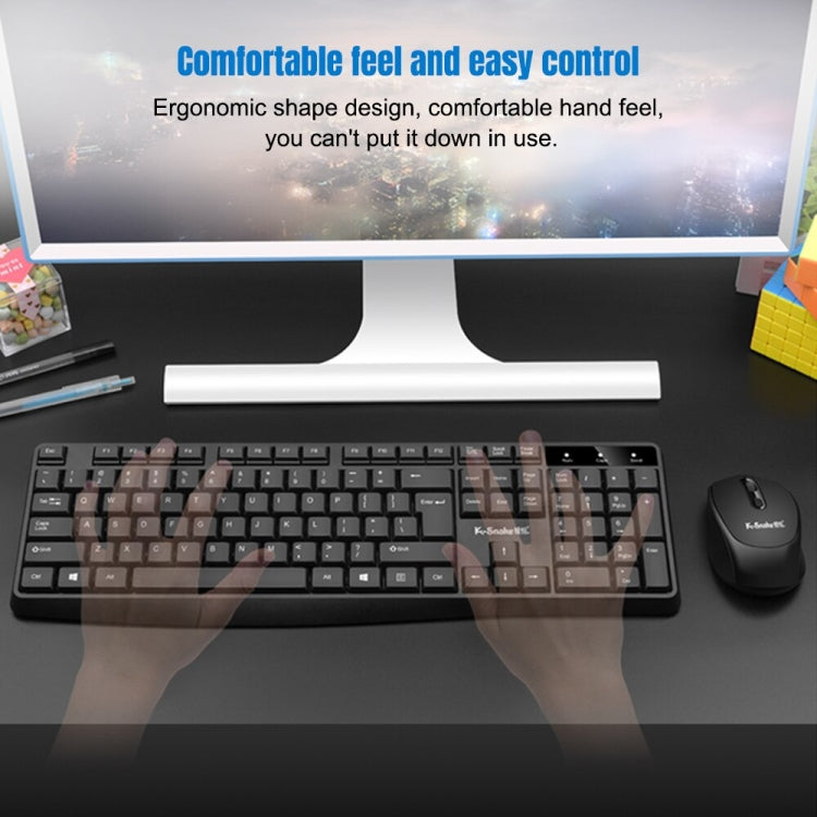 K-Snake WK800 Wireless 2.4G Keyboard Mouse Set Tabletop Computer Notebook Business Office House Use, Color: Black