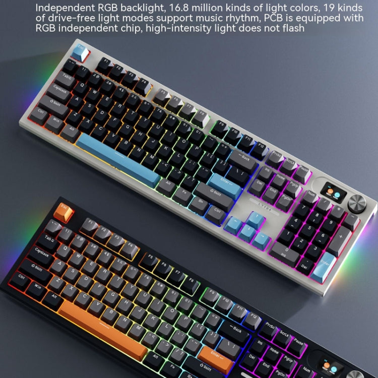 LANGTU LT104 Mechanical Keyboard Backlight Display Flexible DIY Keyboard, Style: Wired Single Mode Gold Axis (White)