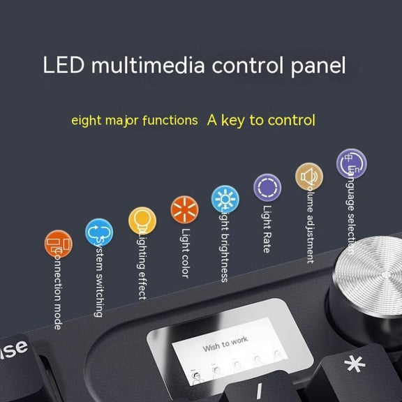 LANGTU LT104 Mechanical Keyboard Backlight Display Flexible DIY Keyboard, Style: Wired Single Mode Gold Axis (White)