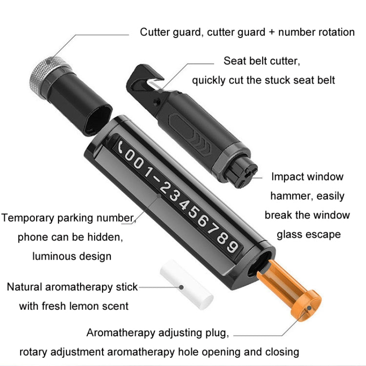 Multifunctional Break Window Mini Safety Hammer Parking Number Plate(Grey) - Parking Card by PMC TechLife | Online Shopping South Africa | PMC TechLife | Buy Now Pay Later Mobicred