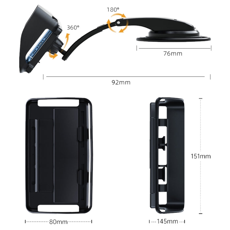 Car Suction Cup Dashboard Mobile Phone Holder with Sun Visor Folding Rotating Car Mount, Style: Joint Model