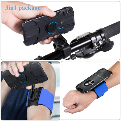 3 In 1 Four Jaws Detachable Swivel Arm Wrist Strap Bicycle Holder For 4.5-6.5 inch Phones(Blue) - Other by PMC Jewellery | Online Shopping South Africa | PMC Jewellery | Buy Now Pay Later Mobicred