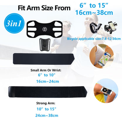 3 In 1 Four Jaws Detachable Swivel Arm Wrist Strap Bicycle Holder For 4.5-6.5 inch Phones(Blue) - Other by PMC Jewellery | Online Shopping South Africa | PMC Jewellery | Buy Now Pay Later Mobicred