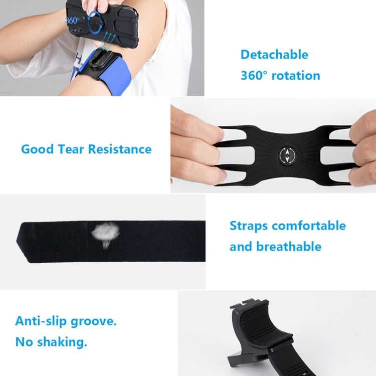 3 In 1 Four Jaws Detachable Swivel Arm Wrist Strap Bicycle Holder For 4.5-6.5 inch Phones(Blue) - Other by PMC Jewellery | Online Shopping South Africa | PMC Jewellery | Buy Now Pay Later Mobicred