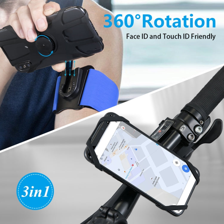3 In 1 Four Jaws Detachable Swivel Arm Wrist Strap Bicycle Holder For 4.5-6.5 inch Phones(Blue) - Other by PMC Jewellery | Online Shopping South Africa | PMC Jewellery | Buy Now Pay Later Mobicred