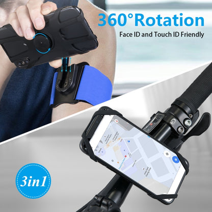 3 In 1 Four Jaws Detachable Swivel Arm Wrist Strap Bicycle Holder For 4.5-6.5 inch Phones(Blue) - Other by PMC Jewellery | Online Shopping South Africa | PMC Jewellery | Buy Now Pay Later Mobicred