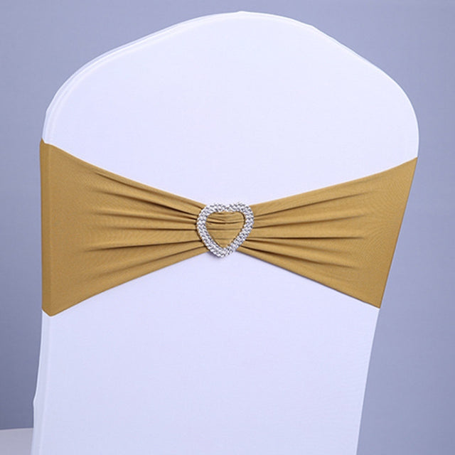 15x35cm Tie-Free Stretch Chair Back Flower Bow Chair Cover Hotel Chair Back Strap Decoration(Gold)