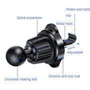 Aluminum Alloy Rotatable Magnetic Car Air Outlet Mobile Phone Holder(Black)