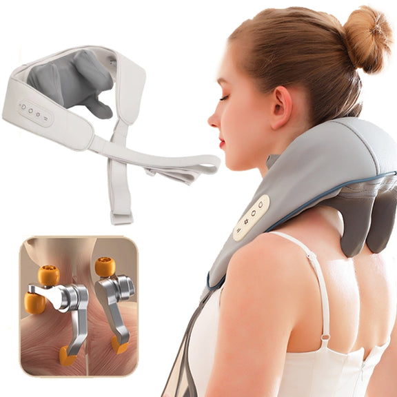 Electric Neck And Shoulder Massager Shiatsu Back Neck Massager With Heat(White)