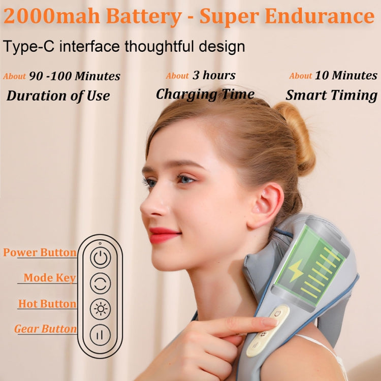 Electric Neck And Shoulder Massager Shiatsu Back Neck Massager With Heat(White)