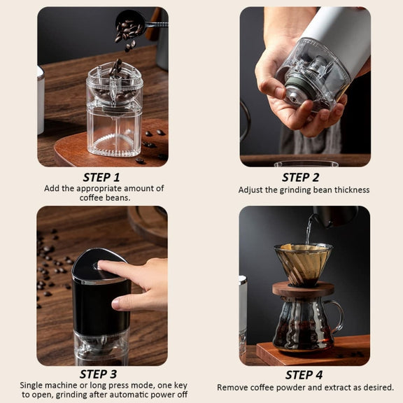 Coffee Electric Grinder Magnetic Snap-on Stainless Steel Blades Kitchen Gadgets(Black)