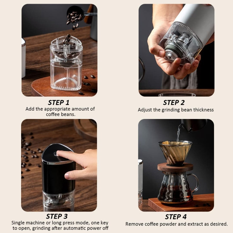 Coffee Electric Grinder Magnetic Snap-on Stainless Steel Blades Kitchen Gadgets(Black)