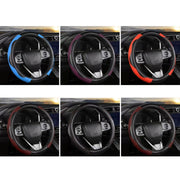 38cm Carbon Fiber Elastic Leather Without Inner Ring Car Steering Wheel Cover, Color: Purple