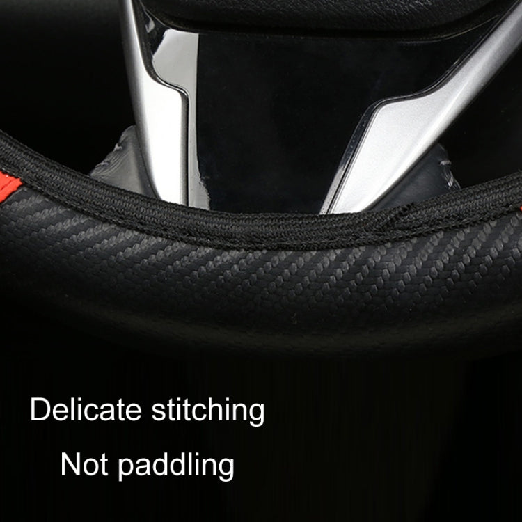 38cm Carbon Fiber Elastic Leather Without Inner Ring Car Steering Wheel Cover, Color: Black