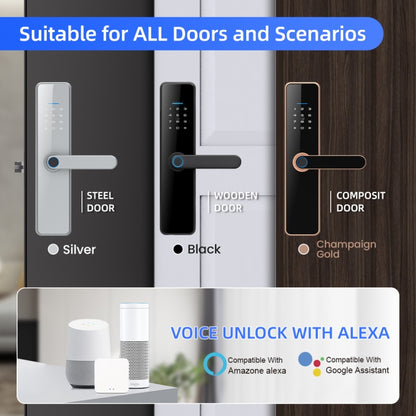 C91 Tuya Smart WiFi Password Fingerprint Electronic Door Lock(Bronze) - Door Lock by PMC Jewellery | Online Shopping South Africa | PMC Jewellery | Buy Now Pay Later Mobicred