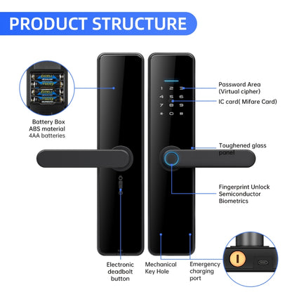 C91 Tuya Smart WiFi Password Fingerprint Electronic Door Lock(Bronze) - Door Lock by PMC Jewellery | Online Shopping South Africa | PMC Jewellery | Buy Now Pay Later Mobicred