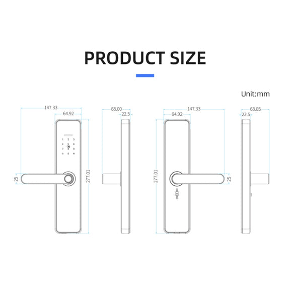 C91 Tuya Smart WiFi Password Fingerprint Electronic Door Lock(Bronze)