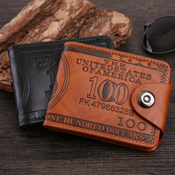 Retro Dollar Pattern Magnetic Buckle Multi-card Slot Wallet(Black)