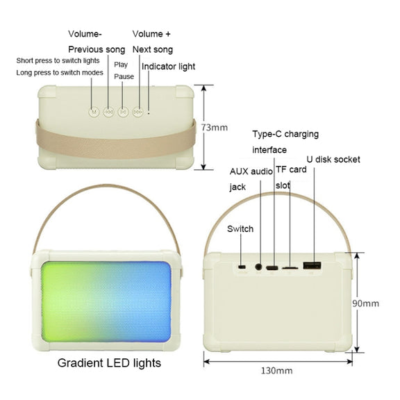 Portable RGB Lighting Effect Bluetooth Speaker Home Mini Karaoke Audio, Style: Speaker(Beige)