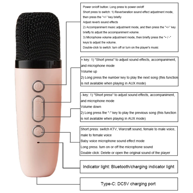 Portable RGB Lighting Effect Bluetooth Speaker Home Mini Karaoke Audio, Style: Dual Microphone+Speaker(Beige)